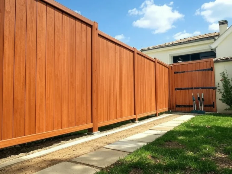Vue d'une clôture en bois très belle et élégante, illustrant notre service d'installation de clôtures pour un environnement sécurisé et esthétique dans le Val d'Oise (95) - Installation Barrieres & Clotures - Élagage et Paysagiste Val-d'Oise (95).